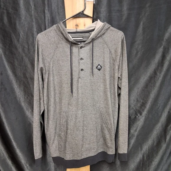 Grey RVCA size mens medium pullover hoodie with pockets - Picture 1 of 9
